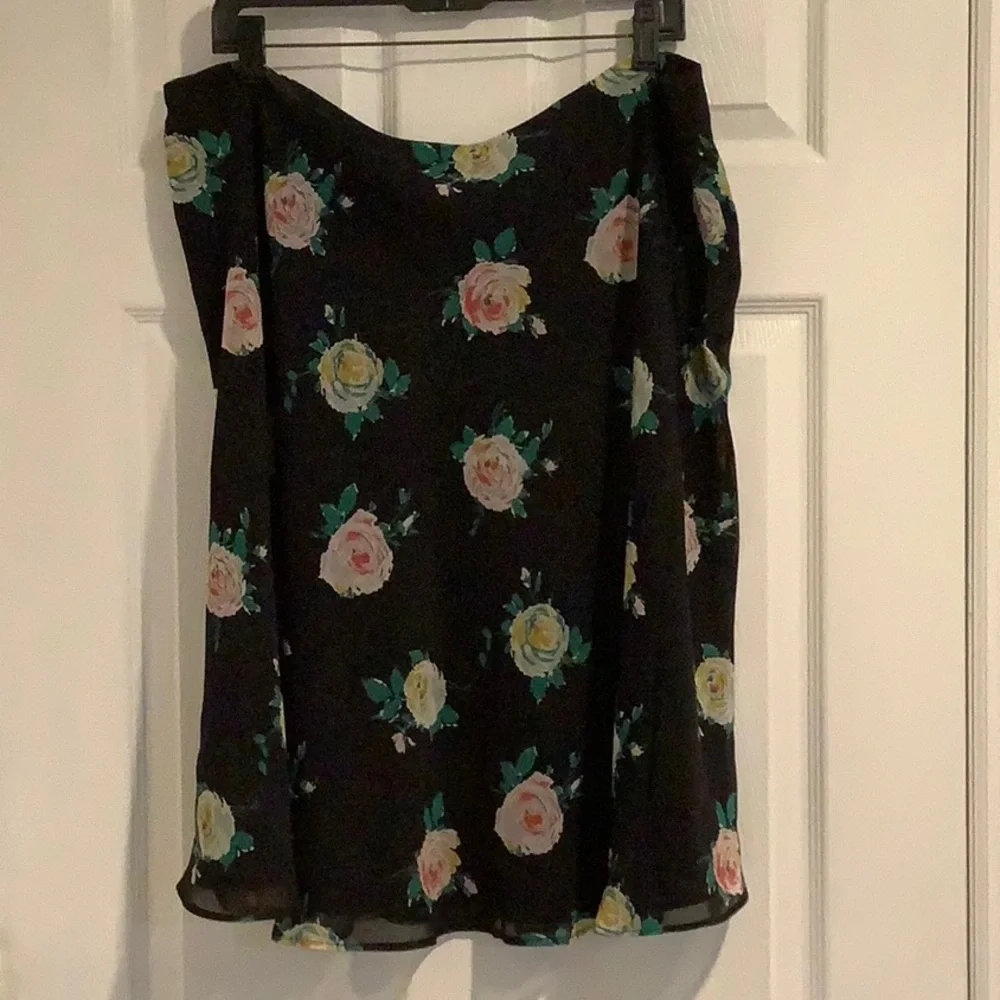 BODEN NWT Womens Black Floral Flowy Cottagecore Boho Romantic Summer Skirt 16/18
